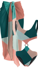 Kit Moda Praia ou Maiô ou Saída - Geométrico - Mudeseulook