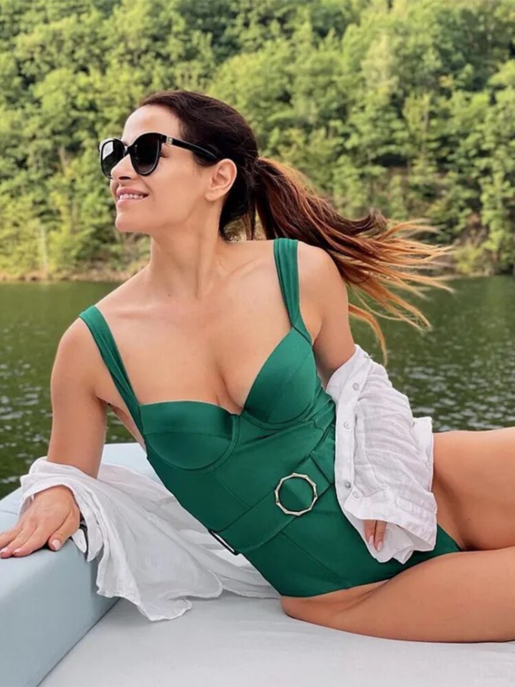 Kit Moda Praia ou Maiô ou Saia - Green Retro - Mudeseulook