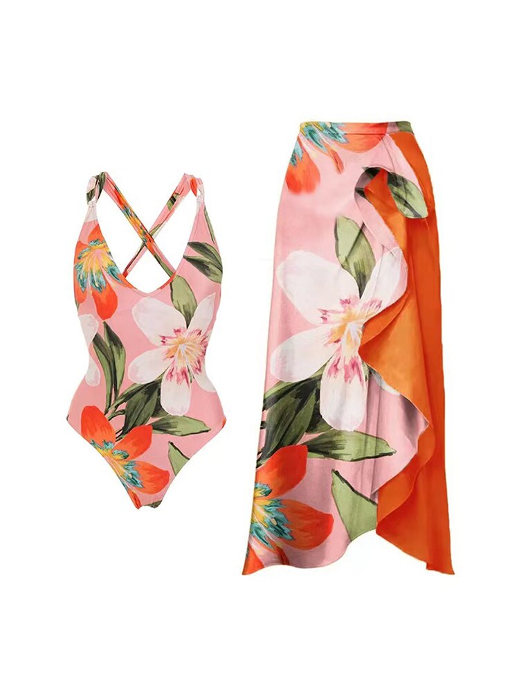Kit Moda Praia ou Maiô ou Saia - Floral - Mudeseulook