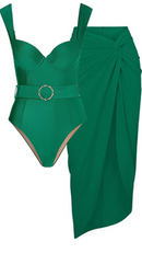 Kit Moda Praia ou Maiô ou Saia - Green Retro - Mudeseulook