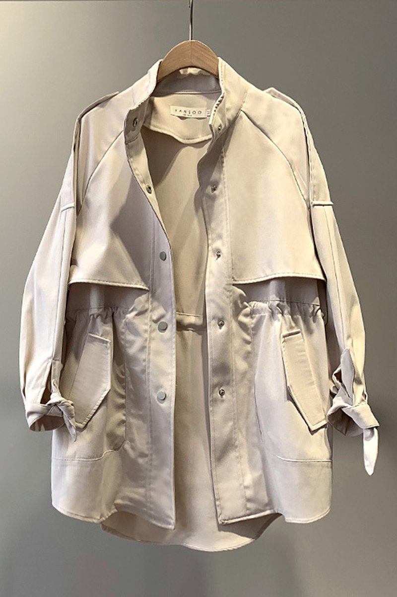 Casaco Parka Casual Acinturado com Bolsos - Mudeseulook
