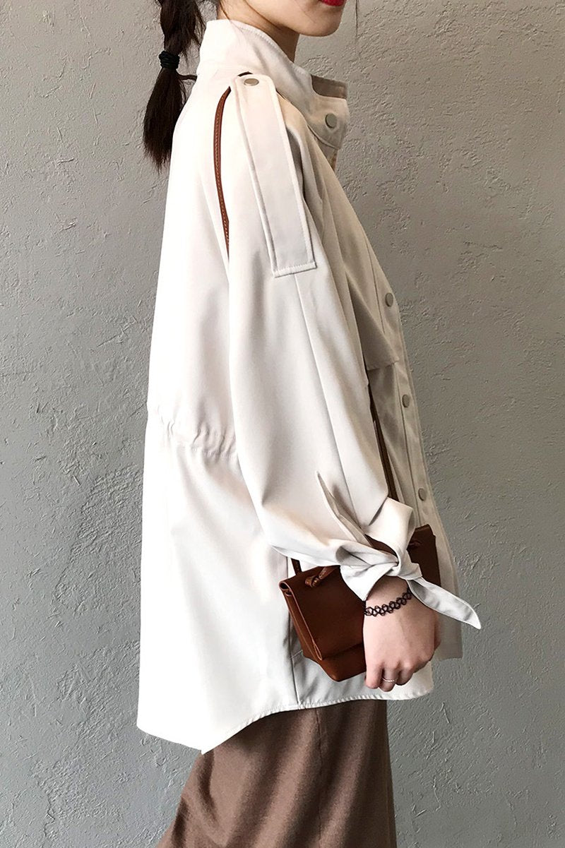Casaco Parka Casual Acinturado com Bolsos - Mudeseulook