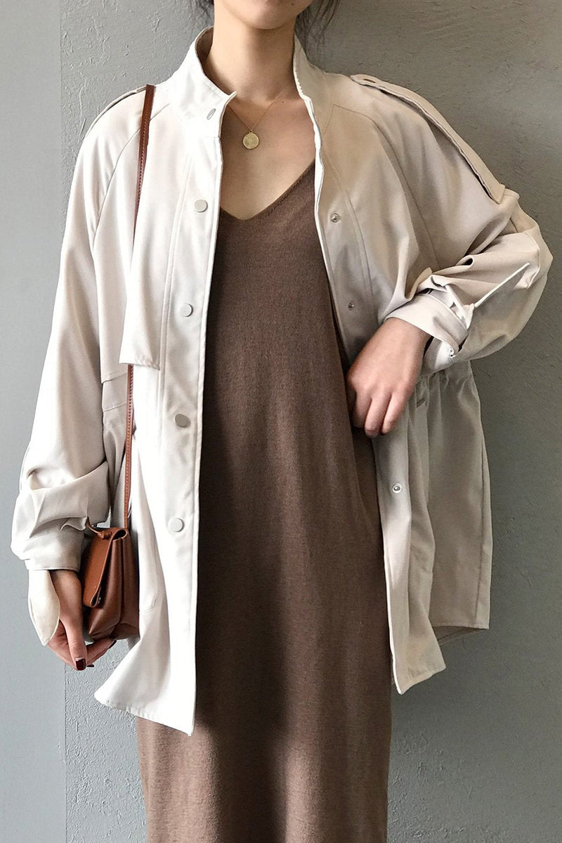 Casaco Parka Casual Acinturado com Bolsos - Mudeseulook