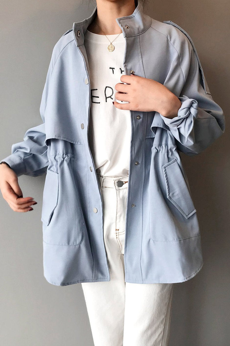 Casaco Parka Casual Acinturado com Bolsos - Mudeseulook