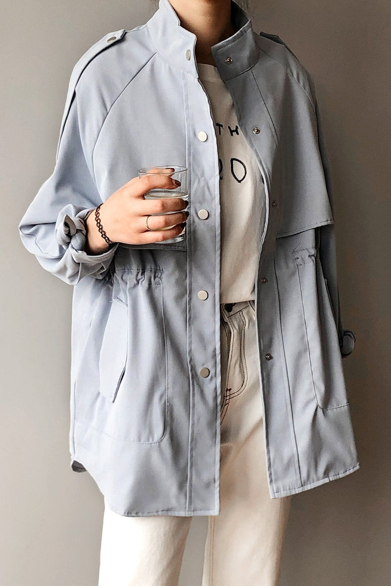 Casaco Parka Casual Acinturado com Bolsos - Mudeseulook