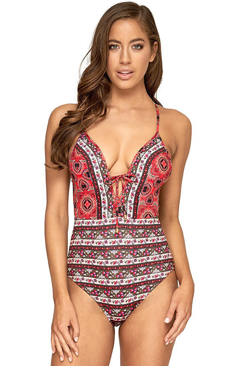 Maiô Estampado Decote V Laço - Mudeseulook