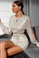 Macaquinho Paetê Mangas Compridas Fendas - Mudeseulook