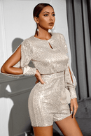 Macaquinho Paetê Mangas Compridas Fendas - Mudeseulook