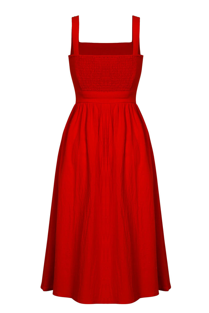 Vestido Midi Soltinho Decote Reto - Mudeseulook