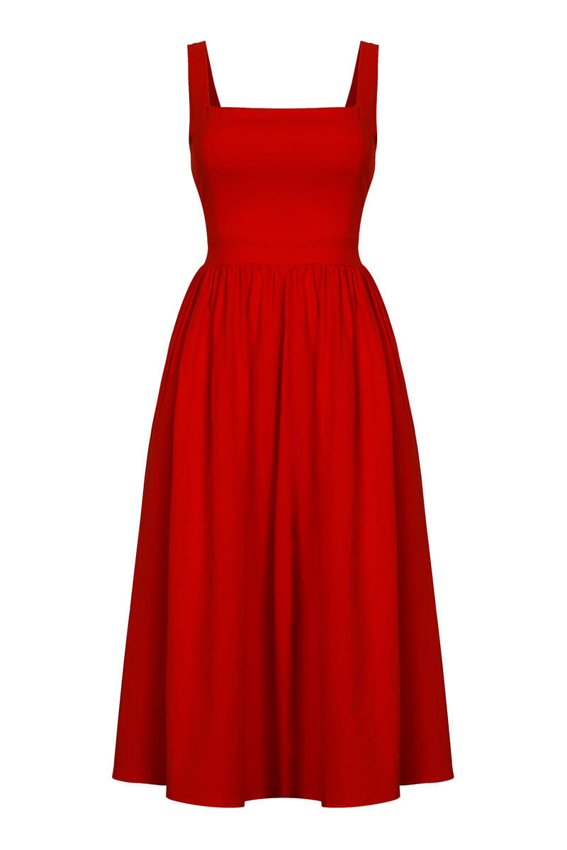Vestido Midi Soltinho Decote Reto - Mudeseulook