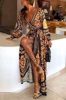 Vestido Boho Decote V e Fenda Frontal - Mudeseulook