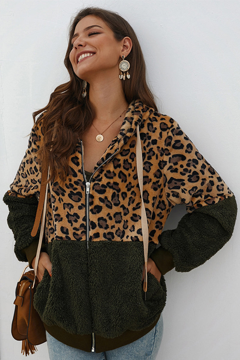 Blusa Moletom com Zíper e Estampa Leopardo - Mudeseulook