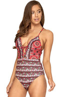 Maiô Estampado Decote V Laço - Mudeseulook