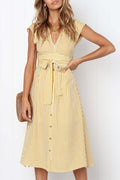 Vestido Midi Laço na Cintura - Mudeseulook