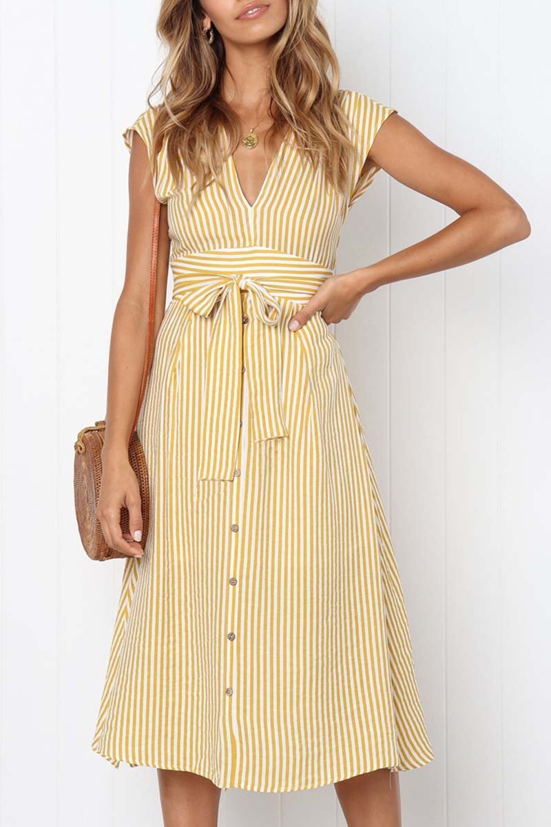 Vestido Midi Laço na Cintura - Mudeseulook