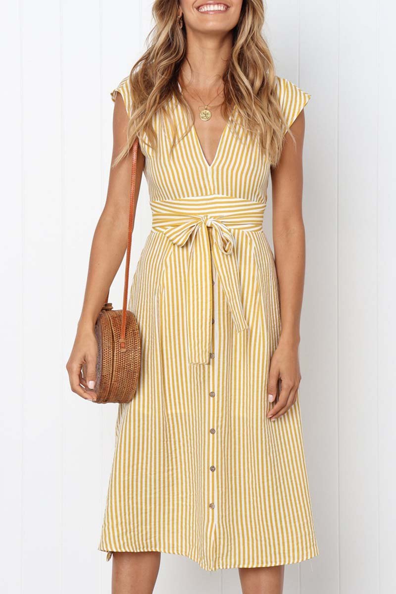 Vestido Midi Laço na Cintura - Mudeseulook
