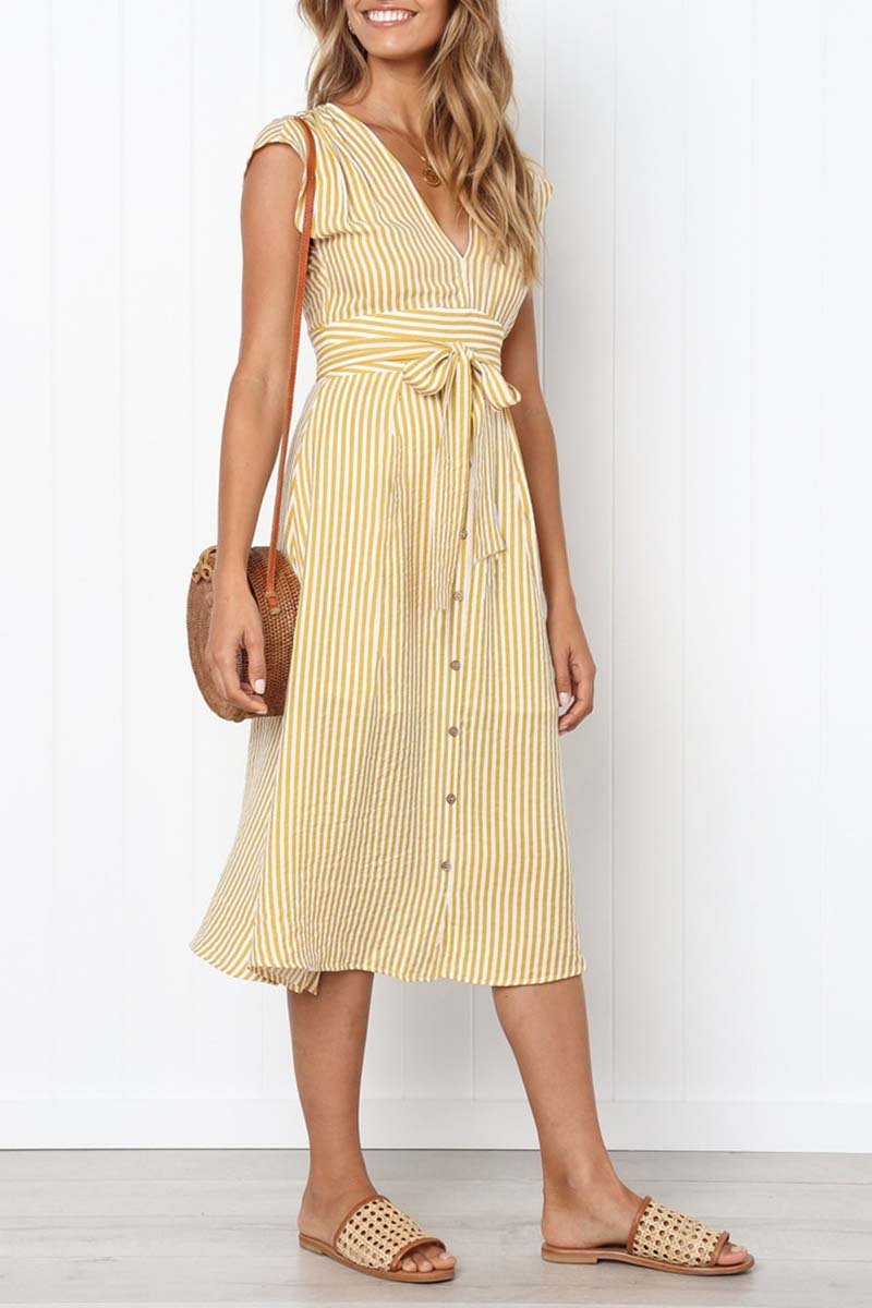 Vestido Midi Laço na Cintura - Mudeseulook