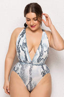 Maiô Decote V Estampa Pele de Cobra - Mudeseulook