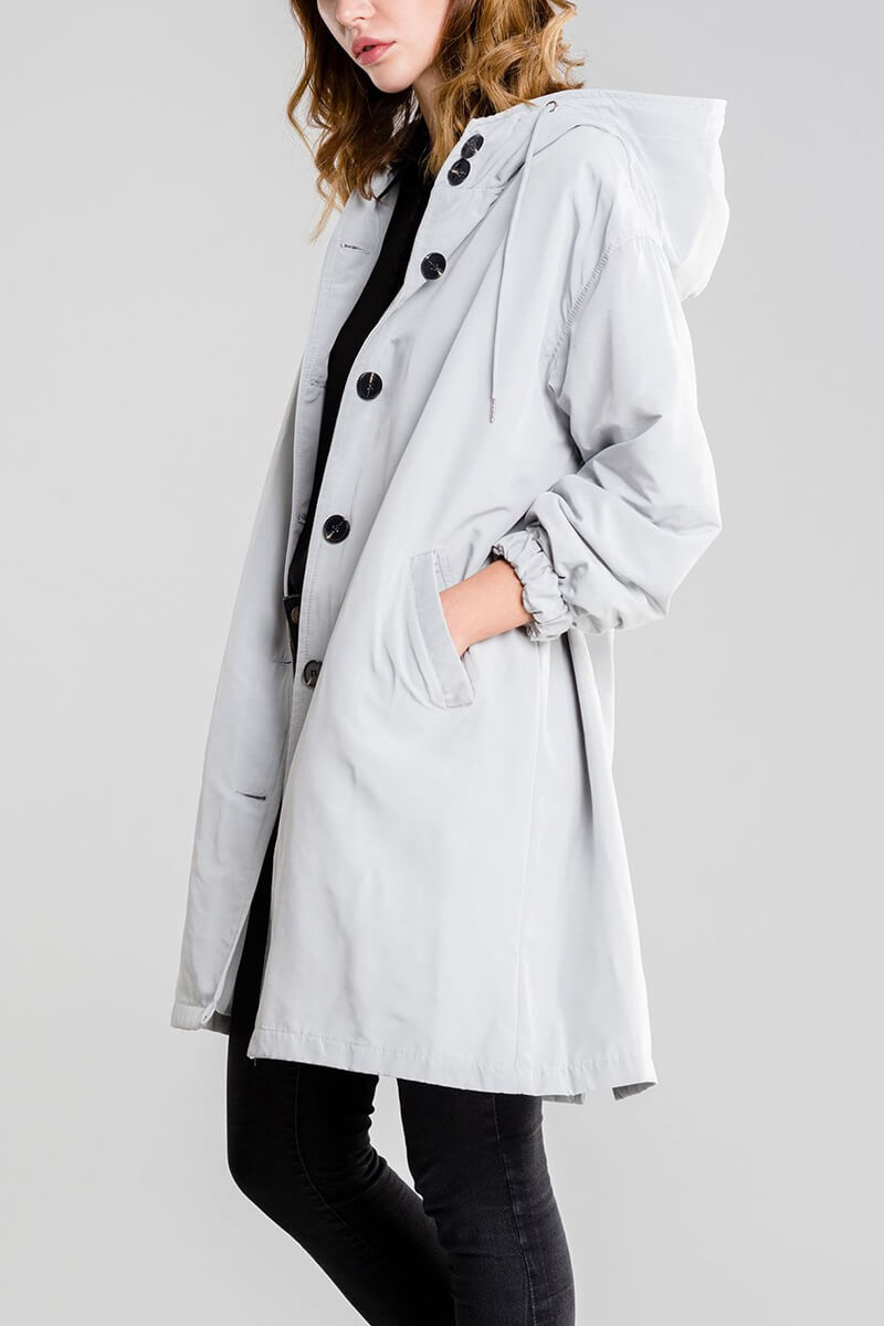 Casaco Corta Vento Impermeável com Capuz Oversized - Mudeseulook