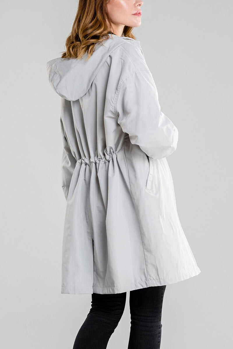 Casaco Corta Vento Impermeável com Capuz Oversized - Mudeseulook