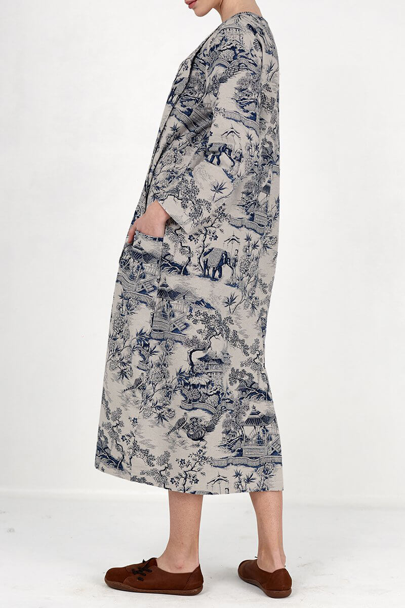 Vestido Midi Estampado Porcelana Japonesa - Mudeseulook