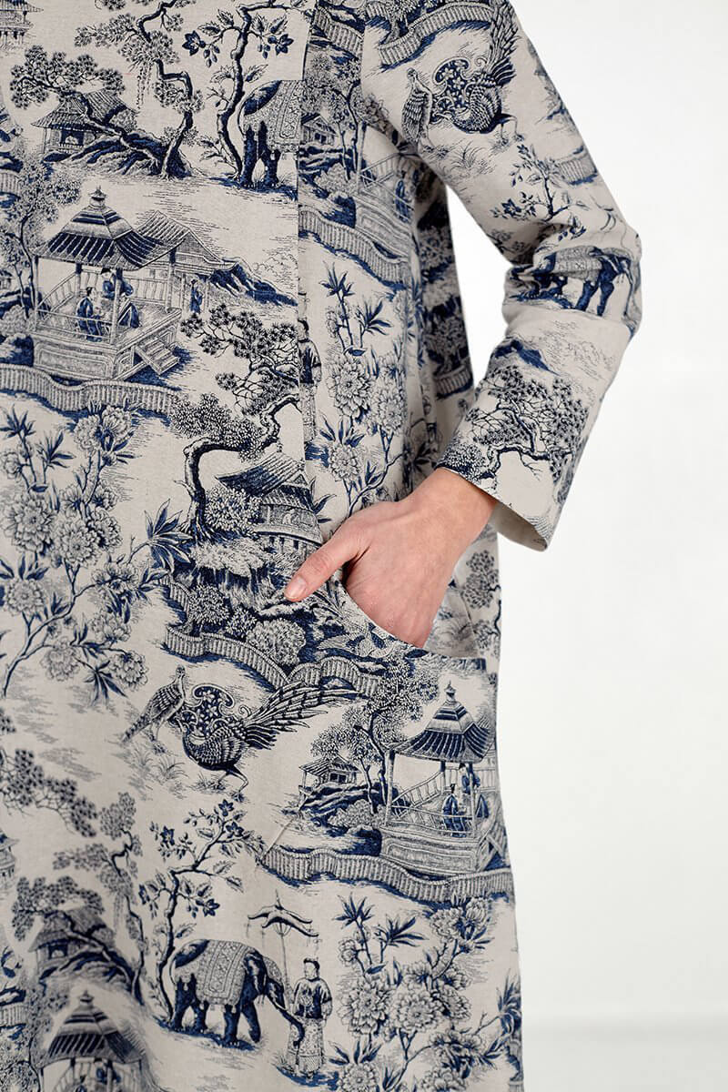 Vestido Midi Estampado Porcelana Japonesa - Mudeseulook