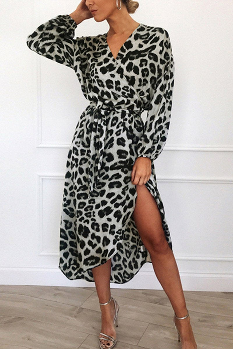 Vestido Decote Transpassado Estampa Onça - Mudeseulook