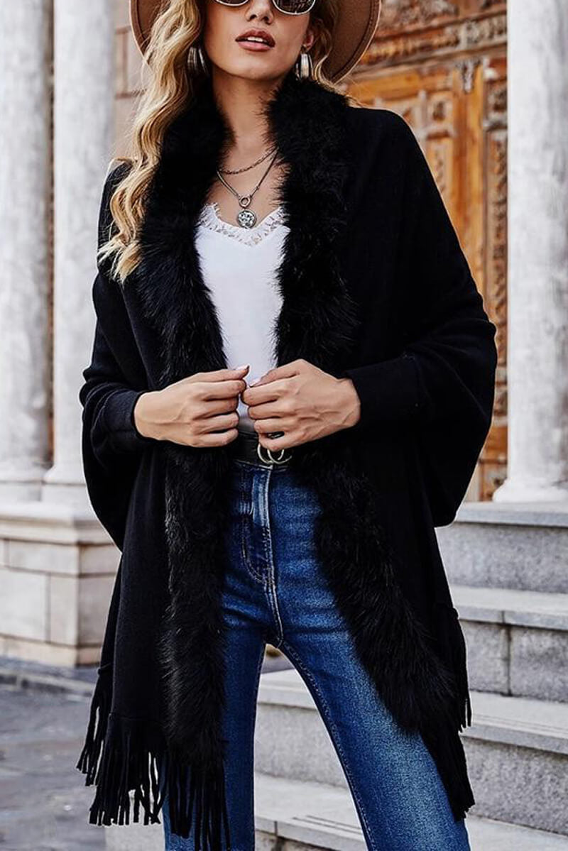 Cardigan Xale Fake Fur com Franjas - Mudeseulook