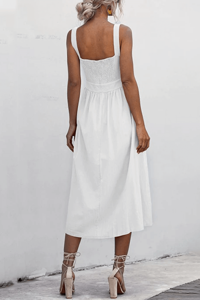 Vestido Midi Soltinho Decote Reto - Mudeseulook