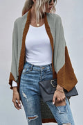 Cardigan Boho Manga Ampla Bloco de Cor - Mudeseulook