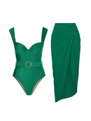 Kit Moda Praia ou Maiô ou Saia - Green Retro - Mudeseulook