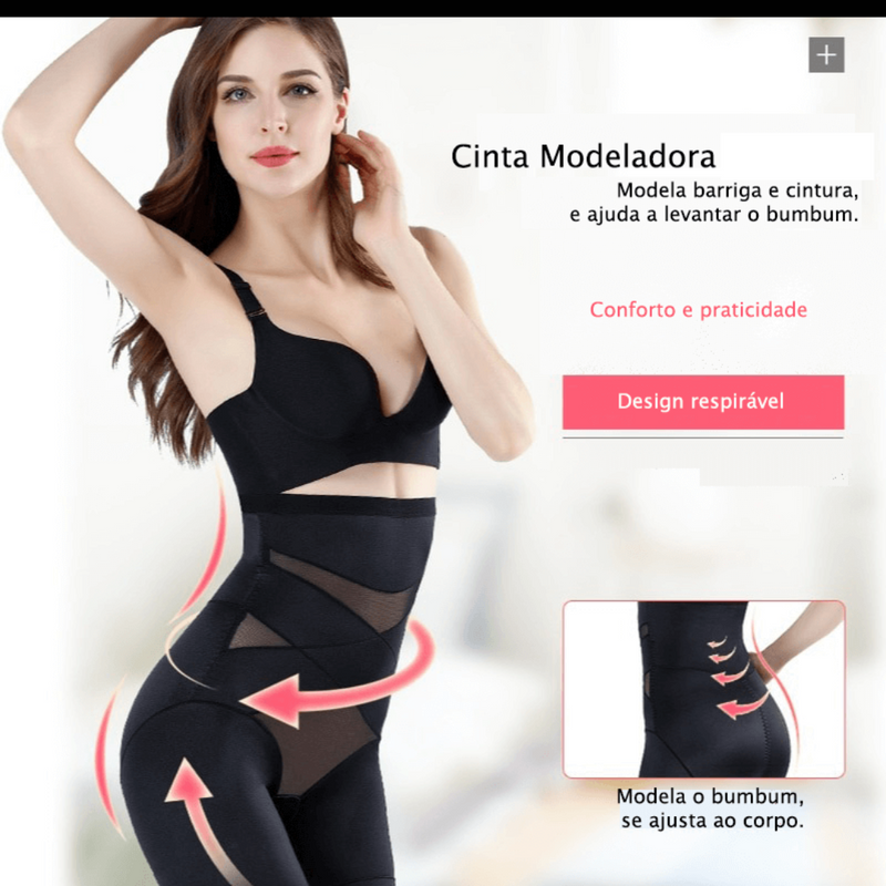 Super Cinta Short Slim Fit (Modeladora com Faixas de Alta Compressão) - Mudeseulook
