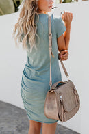 Vestido Bodycon Franzido Manga Curta Malha - Mudeseulook