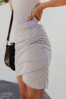 Vestido Bodycon Franzido Manga Curta Malha - Mudeseulook