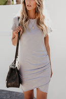 Vestido Bodycon Franzido Manga Curta Malha - Mudeseulook