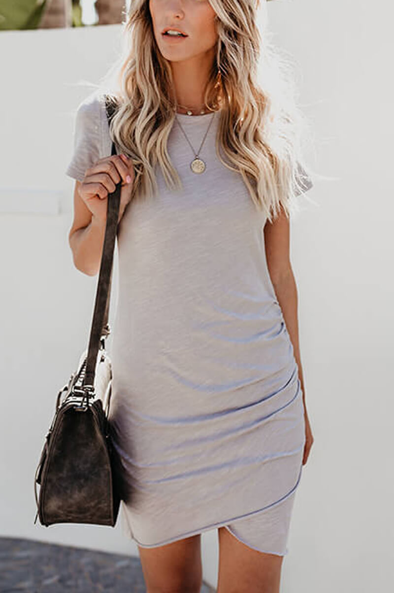 Vestido Bodycon Franzido Manga Curta Malha - Mudeseulook