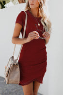 Vestido Bodycon Franzido Manga Curta Malha - Mudeseulook