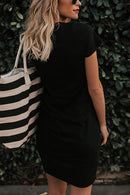 Vestido Bodycon Franzido Manga Curta Malha - Mudeseulook