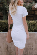 Vestido Bodycon Franzido Manga Curta Malha - Mudeseulook