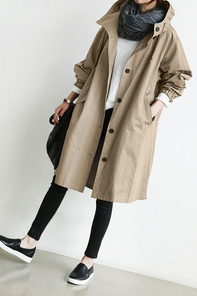 Casaco Corta Vento Impermeável com Capuz Oversized - Mudeseulook