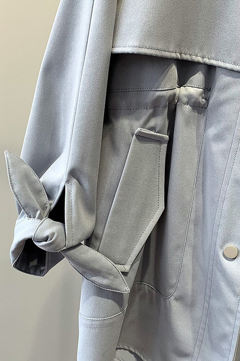 Casaco Parka Casual Acinturado com Bolsos - Mudeseulook