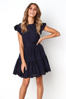 Vestido Curto Detalhe Babado no Ombro - Mudeseulook