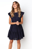 Vestido Curto Detalhe Babado no Ombro - Mudeseulook