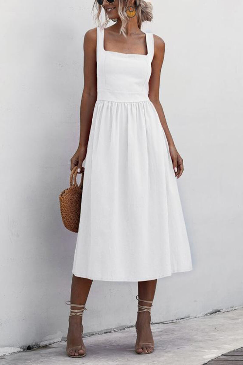 Vestido Midi Soltinho Decote Reto - Mudeseulook