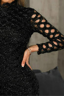 Vestido Festa Curto com Brilho Decote Alto - Mudeseulook