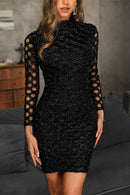 Vestido Festa Curto com Brilho Decote Alto - Mudeseulook